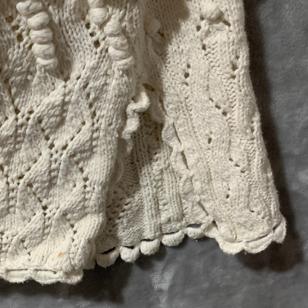 Vintage Yarnworks Sweater Womens Medium Ivory Handknit Cable Popcorn Chunky 90s - Picture 10 of 16